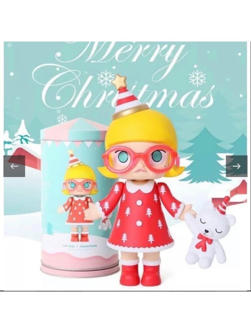 MOLLY Merry Christmas Red Large 2017 Limited Edition Spinning Carousel Tin Box